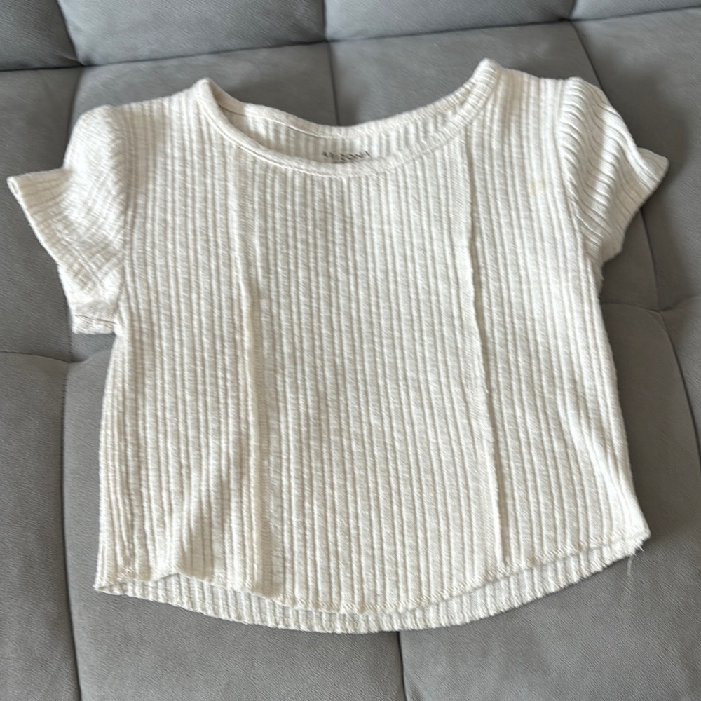 Kids Cream Ribbed T-Shirt